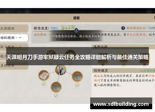 天涯明月刀手游牢狱疑云任务全攻略详细解析与最佳通关策略